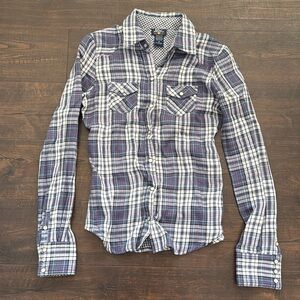 Blue Asphalt plaid long sleeve button down shirt
Size small